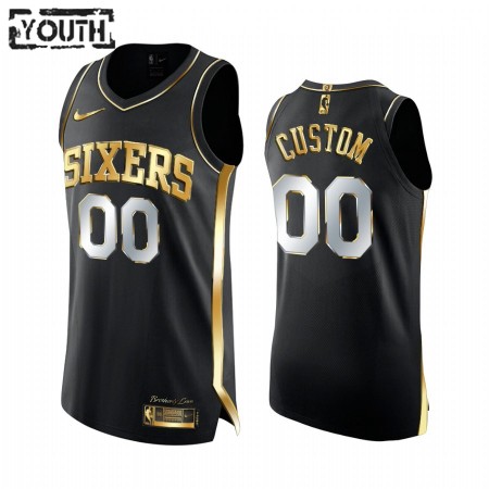 Maillot Basket Philadelphia 76ers Personnalisé 2020-21 Noir Golden Edition Swingman - Enfant